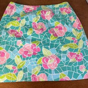 Lilly Pulitzer Floral Mosaic Skirt - Pink and Green